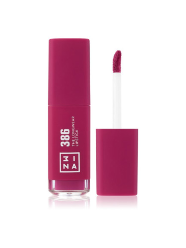 3INA The Longwear Lipstick дълготрайно течно червило цвят 386 - Bright berry pink 6 мл.