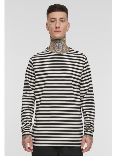 Men's T-shirt Regular Stripe LS - white/black