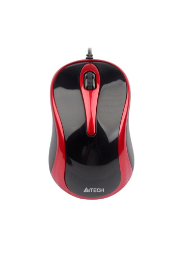 Мишка A4Tech N-360-2 Padless, оптична (1000dpi), USB, червено-черна
