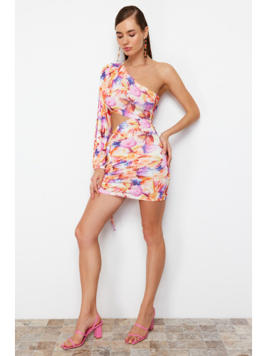 Trendyol Pink Window/Cut Out Detailed Fitted Knitted Short Dress