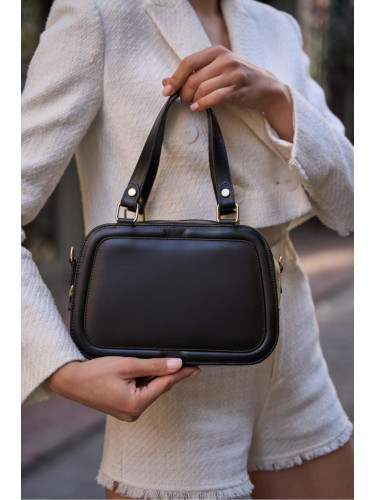 Madamra Black Women's Patent Leather Hand and Shoulder Bag