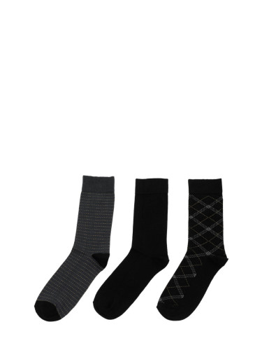 Polaris PLAID 3 LU SKT-M 3PR Men's Black Socket Socks