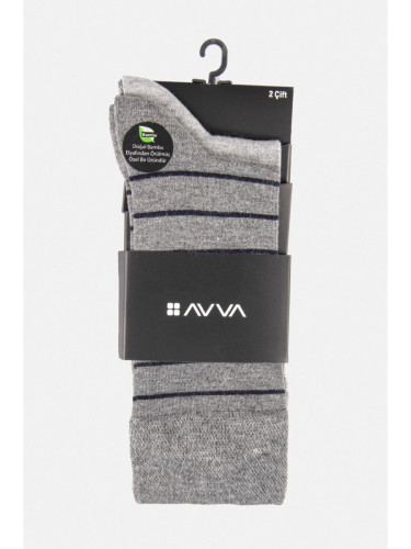 Avva Men's Anthracite-gray Plain/patterned 2-pack Bamboo Cleat Socks