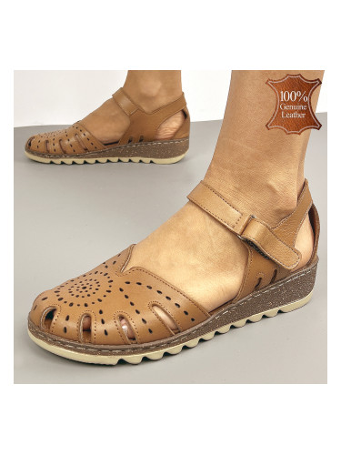 Кафяви сандали от естествена кожа GZ204 brovin