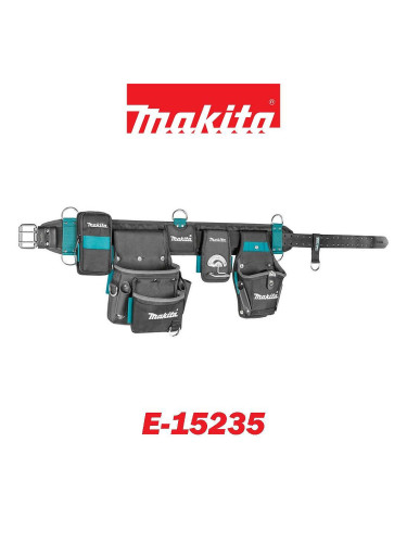 Колан с кобур за инструменти Makita E-15235, с отделения за телефон, ролетка, чук, винтоверт, чанта за видии, халки.