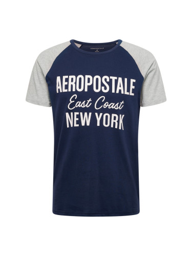 AÉROPOSTALE Тениска 'EAST COAST'  нейви синьо / сив меланж / бяло