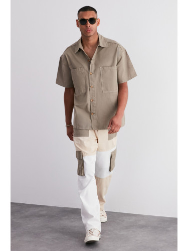 Trendyol Limited Edition Khaki Oversize Fit Collar Pocket Detailed Shirt