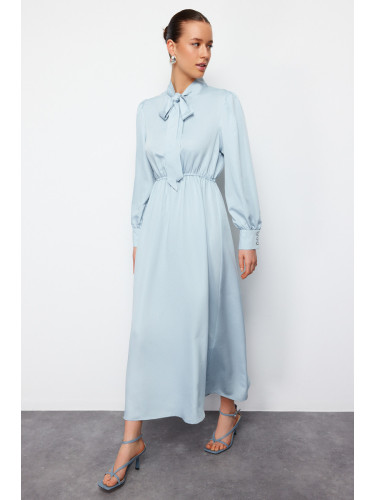 Trendyol Light Blue Collar Tied Straight Woven Dress