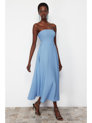 Trendyol Blue A-Cut Woven Elegant Evening Dress