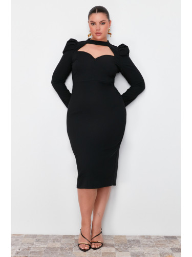 Trendyol Curve Black Body-fitting Woven Elegant Evening/Night/Graduation Dress