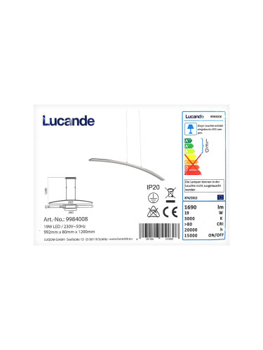 Lucande - LED Пендел LORIAN LED/19W/230V
