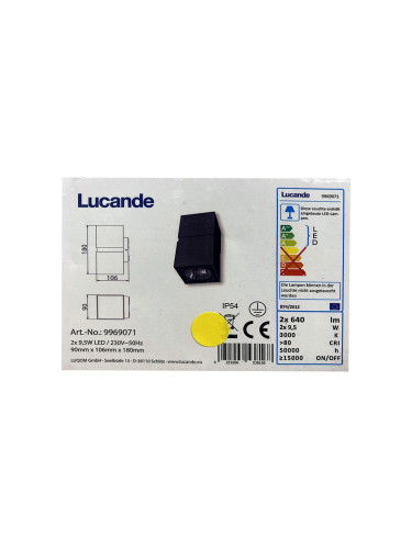 Lucande - LED Екстериорен аплик GABRIELA 2xLED/9,5W/230V IP54