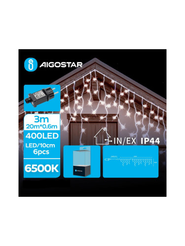 Aigostar - LED Екстериорни коледни лампички 400xLED/8 функции 23x0,6 м IP44 студено бял