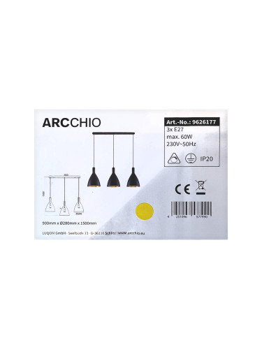 Arcchio - Пендел ARTHURIA 3xE27/60W/230V
