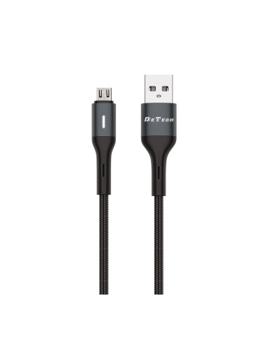 Кабел DeTech DE-C38M, от USB A(м) към USB-Micro(м), 1m, черен