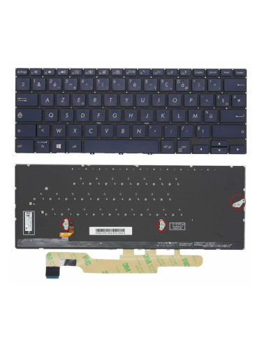 Клавиатура за лаптоп Asus, съвместима със серии ZenBook Flip UX362 UX362FA UX362CA, без рамка, малък Enter, подсветка, синя