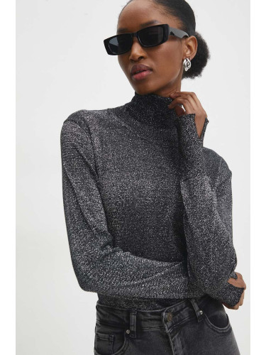Пуловер Answear Lab дамски в черно от лека материя с поло