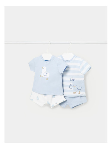 Mayoral Комплект от 2 тишърта и панталони 1628 Светлосиньо Regular Fit