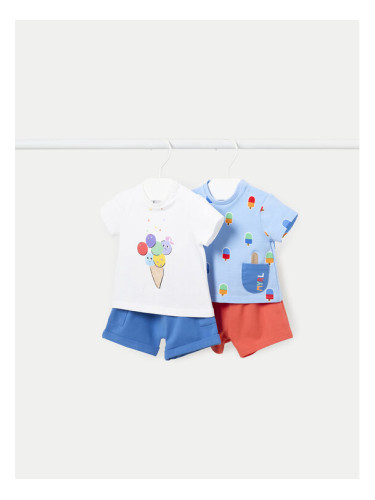 Mayoral Комплект от 2 тишърта и панталони 1627 Цветен Regular Fit