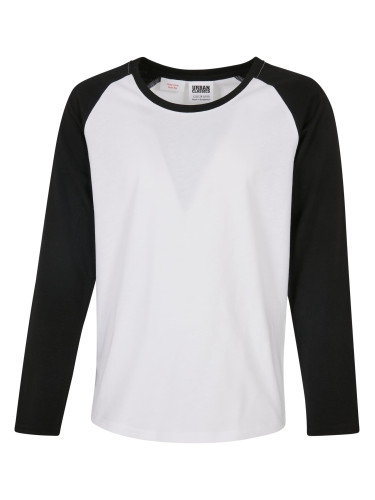 Girls' contrasting raglan long sleeves white/black