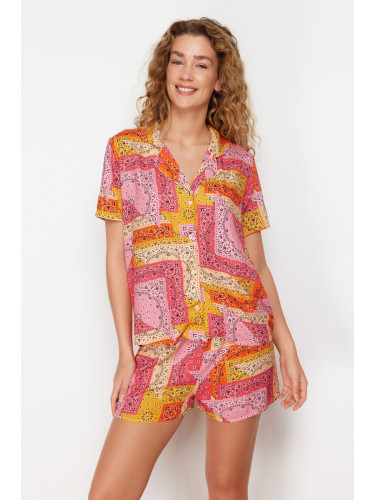 Trendyol Multi Color Ethnic Pattern Viscose Woven Pajamas Set