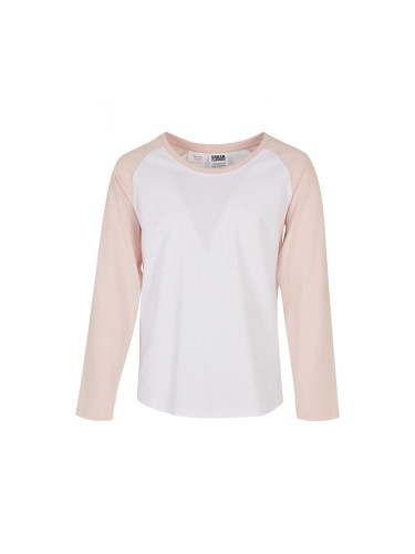 Girls' contrasting raglan long sleeves white/pink