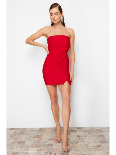 Trendyol Red Fitted Woven Short Elegant Evening Dress