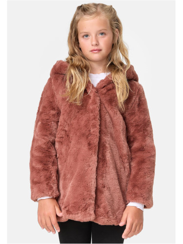 Teddy girl's hooded darkrose coat
