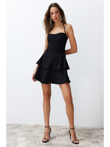Trendyol Black A-Line Woven Short Elegant Evening Dress