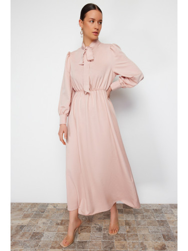 Trendyol Powder Collar Tied Plain Woven Dress