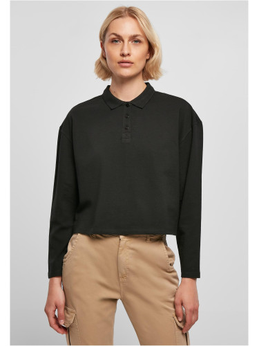 Women's Short Oversized Long Sleeve Polo Black