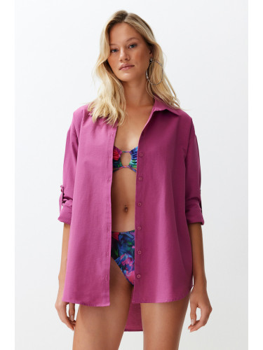 Trendyol Plum Woven Beach Shirt