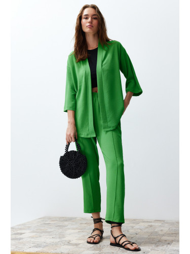 Trendyol Green Woven Kimono-Pants Set