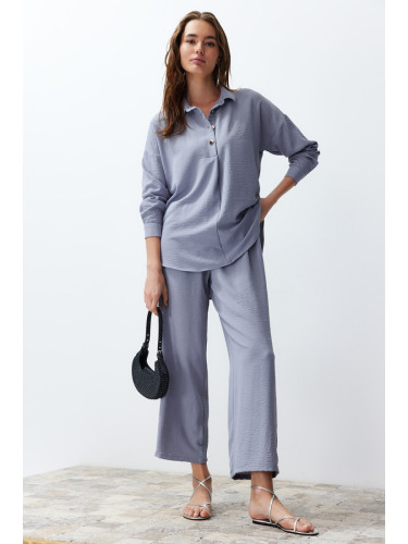Trendyol Gray Buttoned Woven Two Piece Set