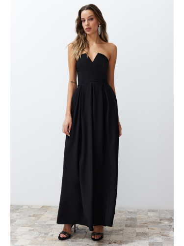 Trendyol Black A-Line Woven Long Evening Dress