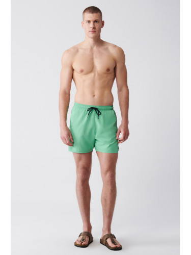 Avva Men's Light Green Quick Dry Standard Size Plain Swimwear Marine Shorts