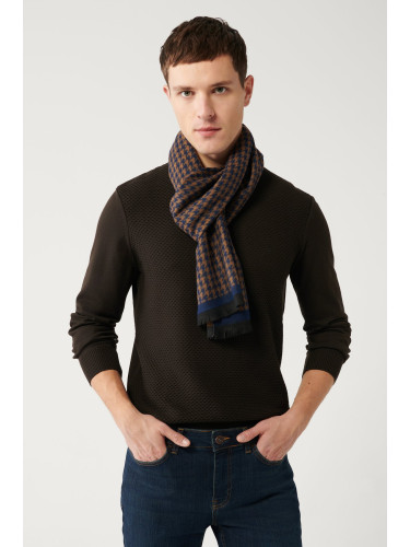 Avva Men's Brown Knitwear Sweater Crew Neck Front Textured Cotton Regular Fit