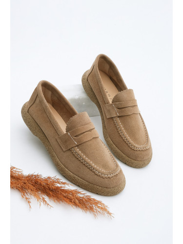 Marjin Women's Loafer Casual Shoes Hema Tan Suede