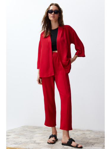 Trendyol Red Woven Kimono Trousers Two Piece Set