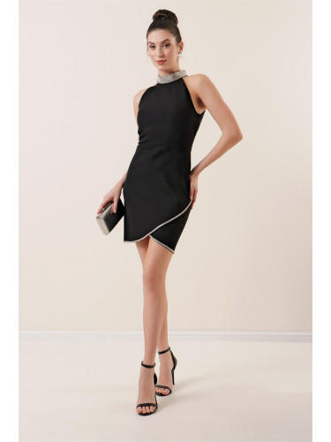 By Saygı Collar And Skirt Stone Detailed Dress Black