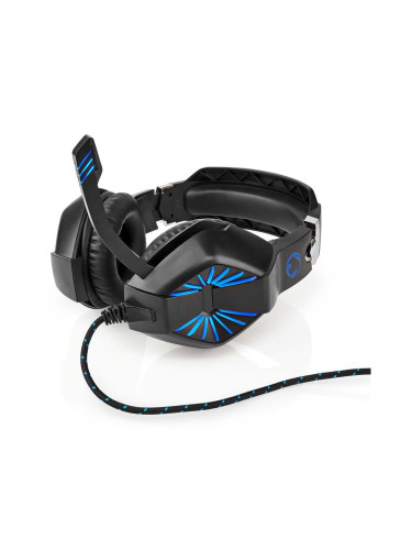 Nedis GHST250BK - LED Геймърски слушалки с микрофон черни/сини