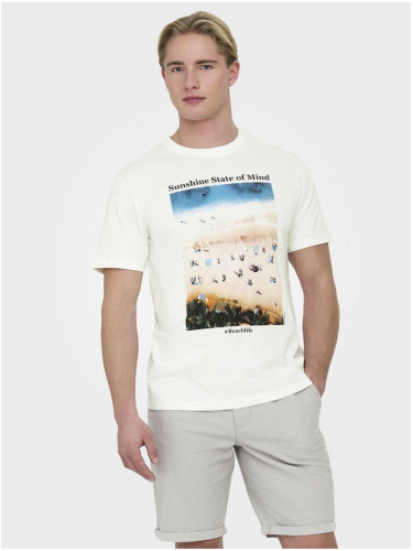 Men's cream T-shirt ONLY & SONS Kolton - Men