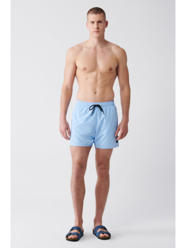 Avva Light Blue Fast Drying Standard Size Plain Comfort Fit Swimsuit Sea Shorts