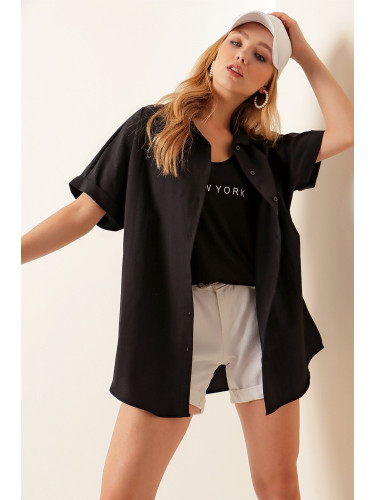 Bigdart 20120 Oversize Short Sleeve Shirt - Black