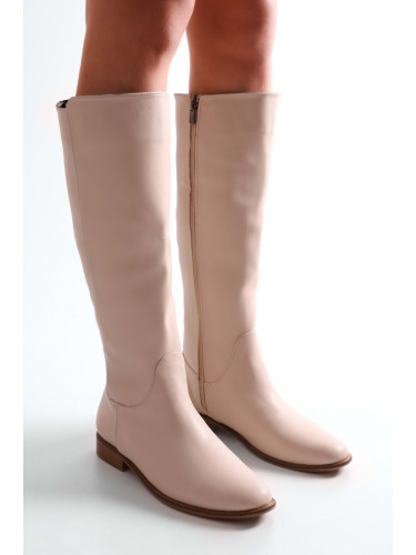 Shoeberry Women's Deny Beige Skin Boots Beige Skin