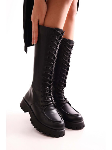 Shoeberry Women's Lasula Black Boots Boots, Black Skin.