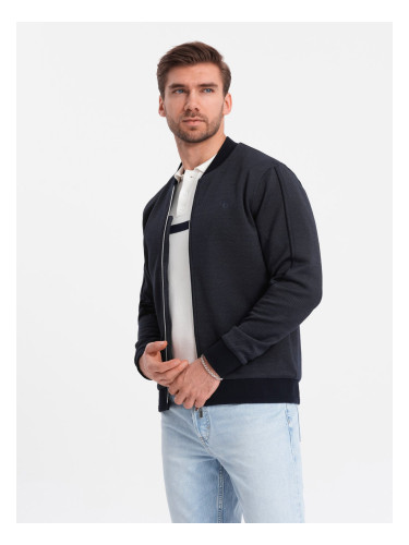 Ombre Men's lightweight bomber jacket with logo lining - navy blue