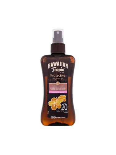 Hawaiian Tropic Protective Dry Spray Oil SPF20 Слънцезащитна козметика за тяло 200 ml