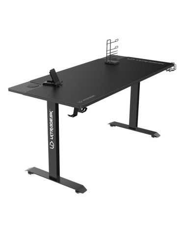 Компютърно бюро Ultradesk Momentum (UDESK-MM-BK), 150 x 70 x 75 cm, кука за слушалки, държач за чаша, стойка, USB хъб, черно