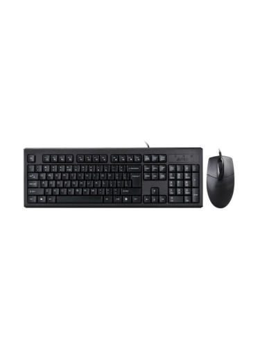 Комплект клавиатура и мишка A4Tech KR-8372, мултимедийни бутони, оптична мишка (1000 dpi), USB, черна